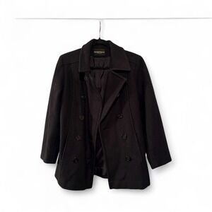 Michelle‎ Francois Wool Black Peacoat Anchor Buttons Heavy